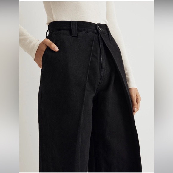 NWT Madewell Extrawide-Leg Trouser Jeans in Wilkes Wash: Pleat Edition 25 Black - Picture 4 of 11
